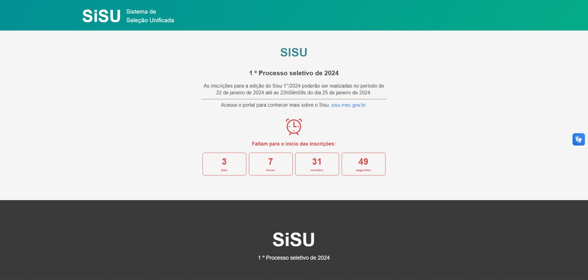 Sisu 2024: inscrições da única edição do ano abrem nesta segunda; veja regras, número de vagas e mais dicas | Educação