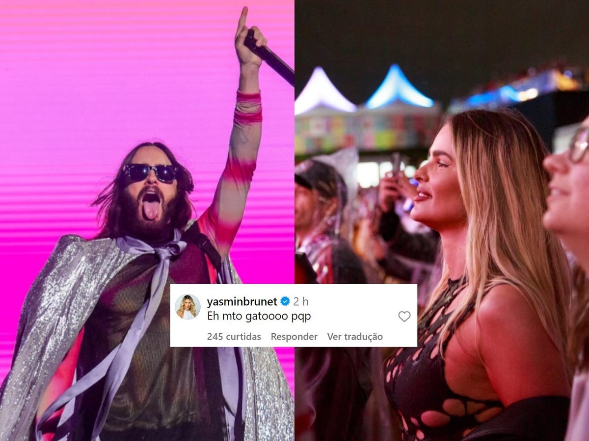 Yasmin Brunet 'baba' performance de Jared Leto no Lollapalooza: 'É muito gato' | 2024